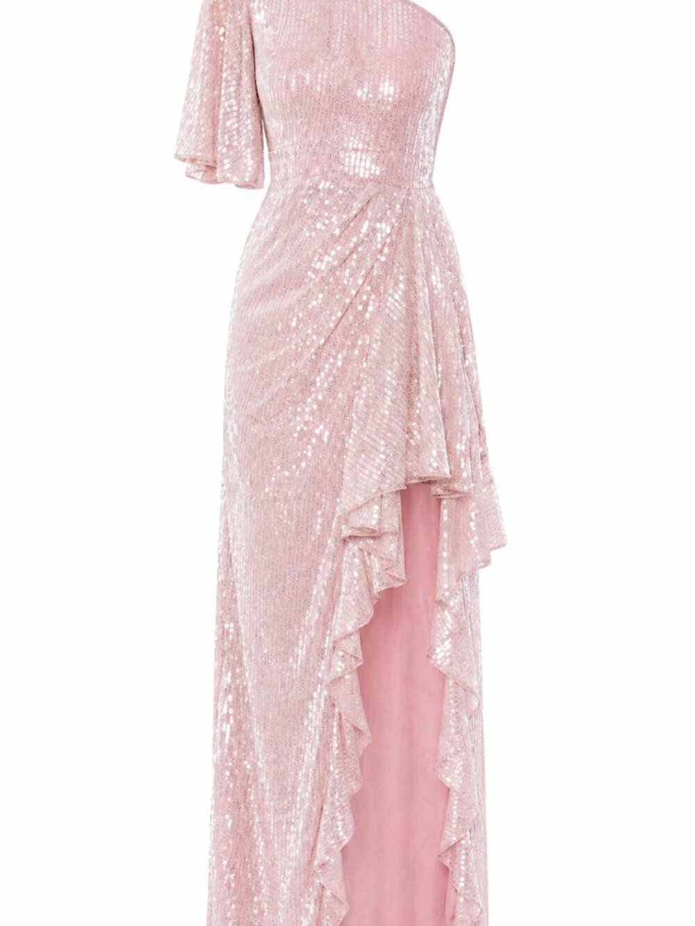 NWT Mac Duggal One-Shoulder Sequin Gown in Mauve, Size 8 ($698 Retail)
